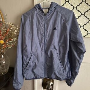 Adidas Light Blue Zip-Up Hooded Windbreaker